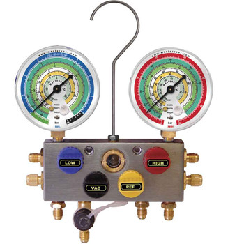 Mastercool 4 Way Manifold 80mm R410A R32 R407C R22 Air Conditioning Service MC96203-EB1 Mastercool 4 Way Manifold 80mm R410A R32 R407C R22 Air Conditioning Service MC96203-EB1