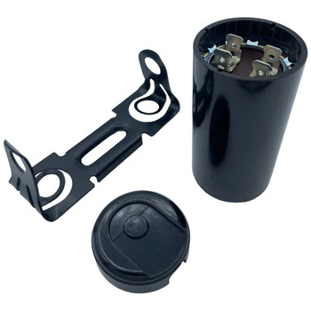 Motor Start Capacitor 72–88 µF 250VAC with End Cap, Mounting Bracket & Discharge Resistor