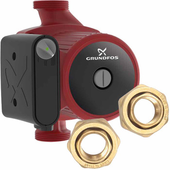 Grundfos UPS 25-60 (130) Circulator Pump with 25mm Standard Brass Union PN. 96281476