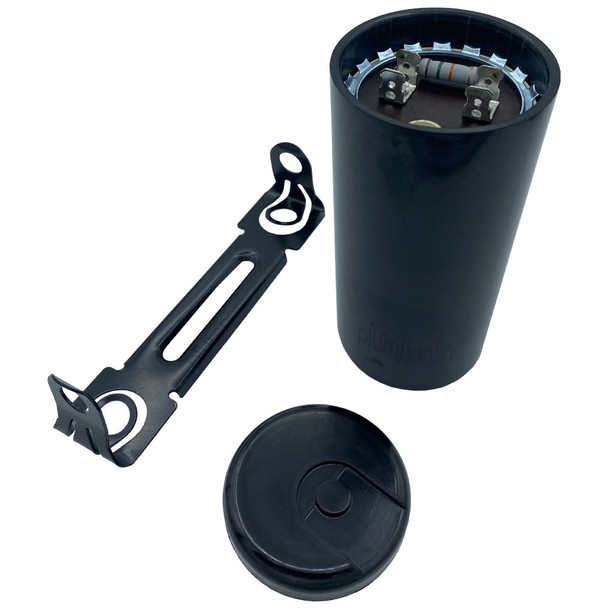 Motor Start Capacitor 160–200 µF 330VAC with End Cap, Mounting Bracket & Discharge Resistor