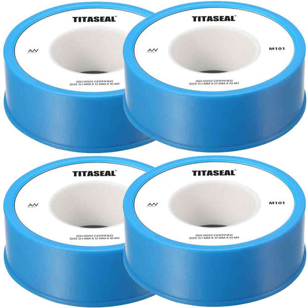 White Thread Seal Tape Teflon PTFE Roll 12mm x 10M 4 Pack