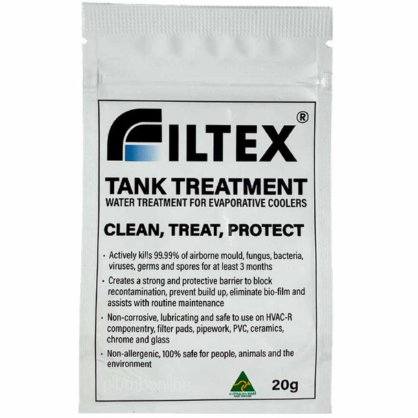 Filtex Evaporative Cooler Water Tank Antibacterial Treatment Sachet 20g | Kills Mould & Odours Filtex Evaporative Cooler Water Tank Antibacterial Treatment Sachet 20g | Kills Mould & Odours