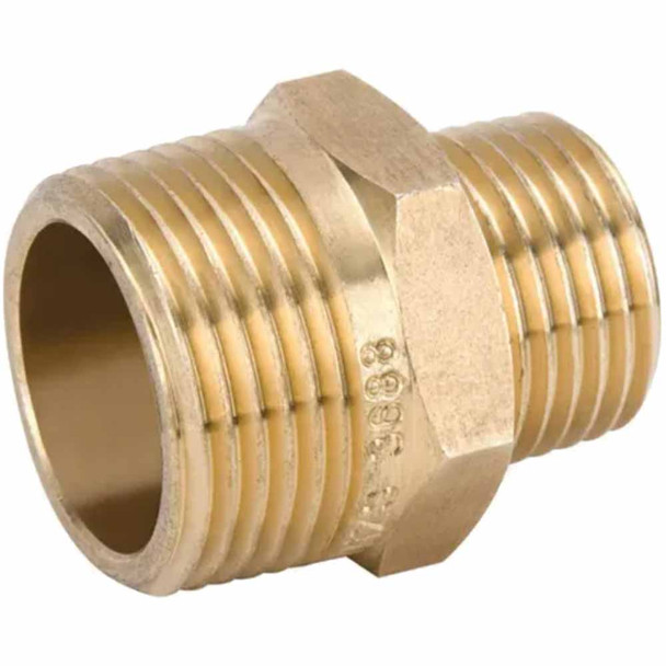 Screwed DR Brass Hexagon Nipple  Reducing 15mm x 10mm BSP Watermarked PN. AW682