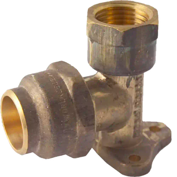 Flared Compression Elbow Lugged Brass Reducing 15FI X 20C Watermarked PN. AW307