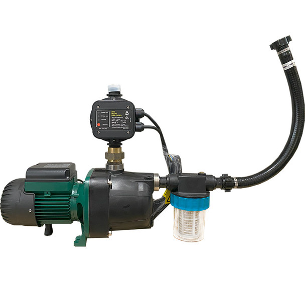 DAB Jetcom 62M Pressure Pump Surface Mounted with Automatic Controller Water Pump Pre Filter POL-WF1A and Hose