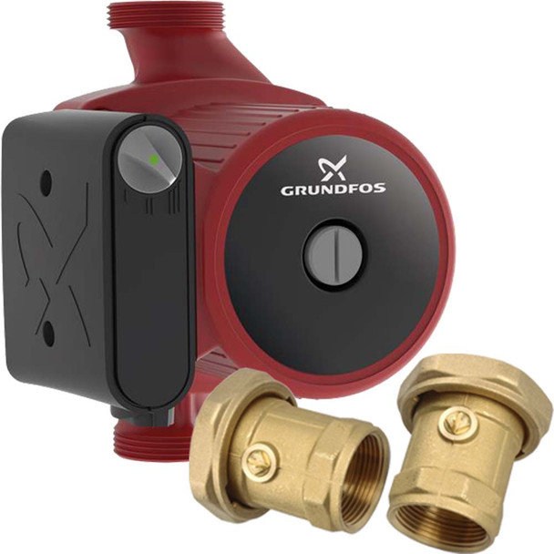 Grundfos UPS 25-60 (180) Circulator Pump with 25mm Ball Valve Brass Union PN. 96281483