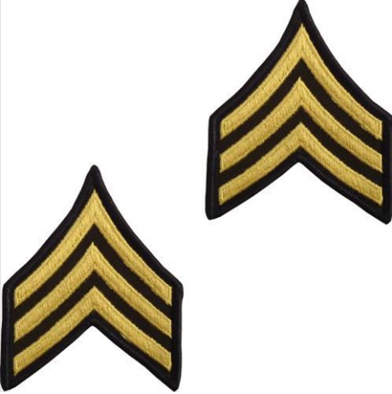 Army Chevron: Sergeant First Class - gold embroidered on green  (NON-RETURNABLE/NON-REFUNDABLE) - pair