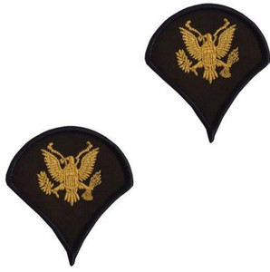 Army Chevron: Sergeant First Class - gold embroidered on green  (NON-RETURNABLE/NON-REFUNDABLE) - pair