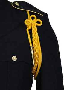 Army Shoulder Cord: 2720 White Rayon with Brass Tip