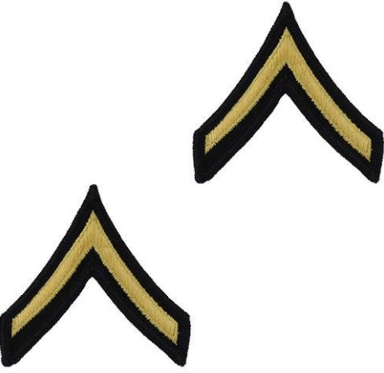 Army Chevron: Private - gold embroidered on blue, male