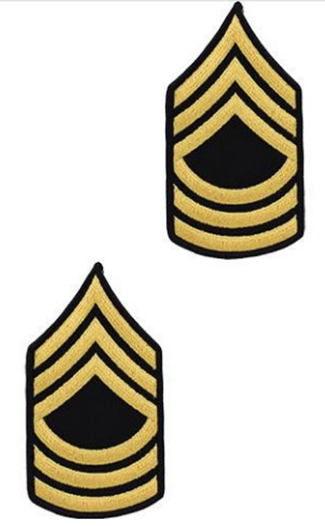 Army Chevron: Master Sergeant - gold embroidered on blue, male