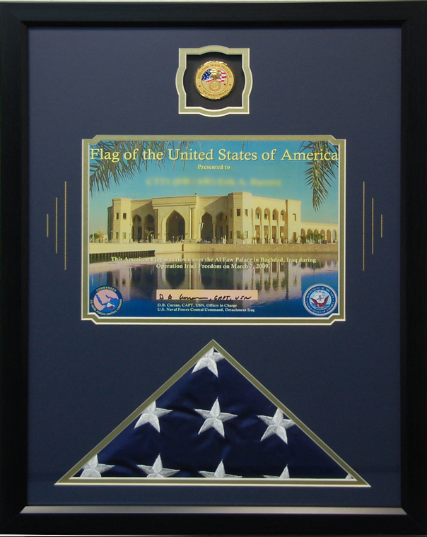 Iraqi Freedom Flag Shadow Box Display