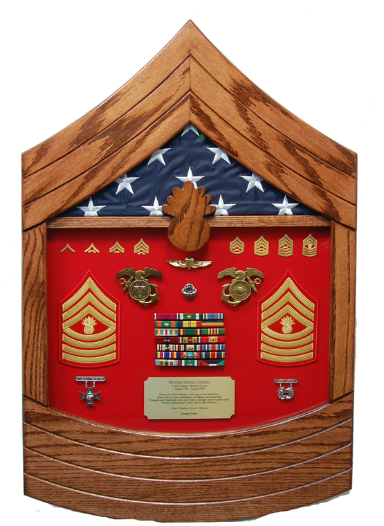 MGySgt Rank Shaped Shadow Box Display