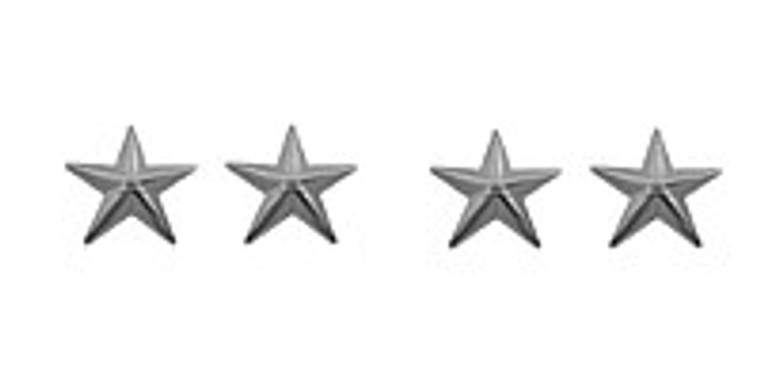 Navy Officer Rank Collar Device:Stars: Nickel plated 1"- 2 star- pair