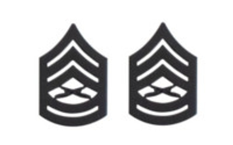 Marine Corps Chevron: Gunnery Sergeant - black metal, solid brass- pair