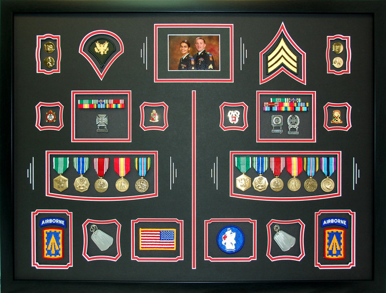 US Army Husband and Wife Shadow Box Display