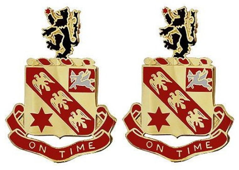 Army Crest: 11th Field Artillery - On Time- pair