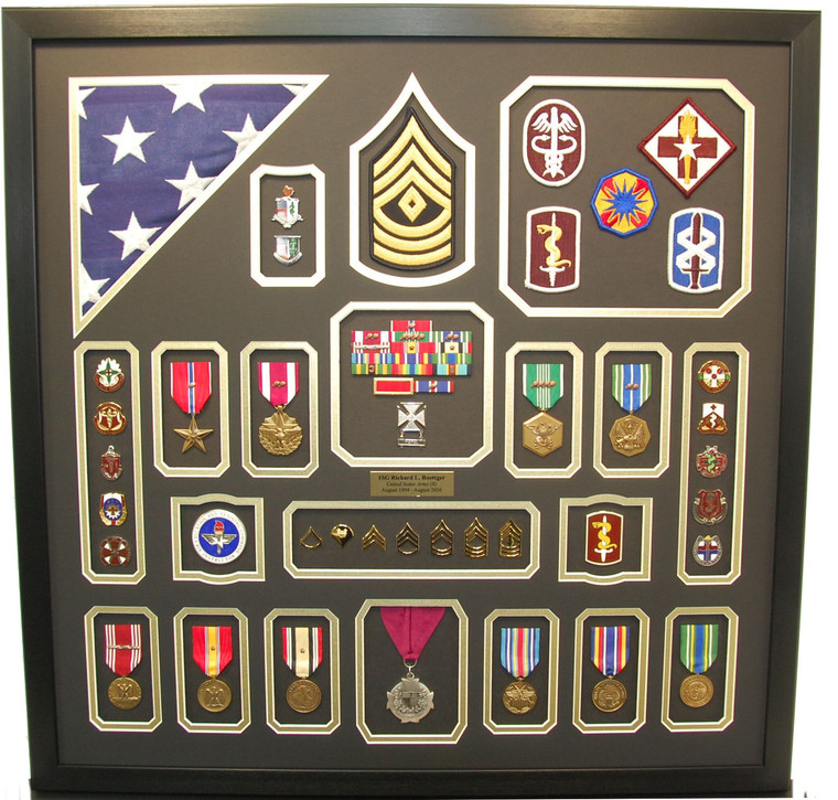 U.S. Army Retirement Shadow Box with Flag