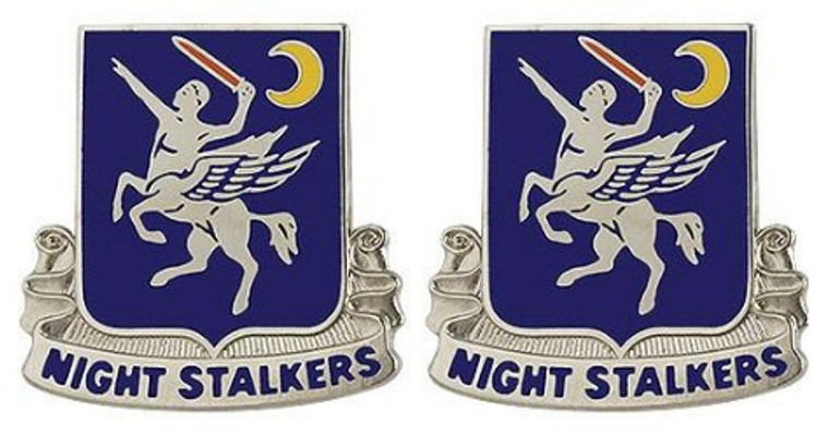 Army Crest: 160th Aviation Battalion - Night Stalkers- pair