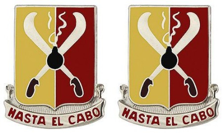 Army Crest: 162nd Field Artillery Regiment - Hasta El Cabo- pair