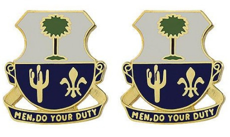 Army Crest: 163rd Infantry Regiment - Men Do Your Duty- pair