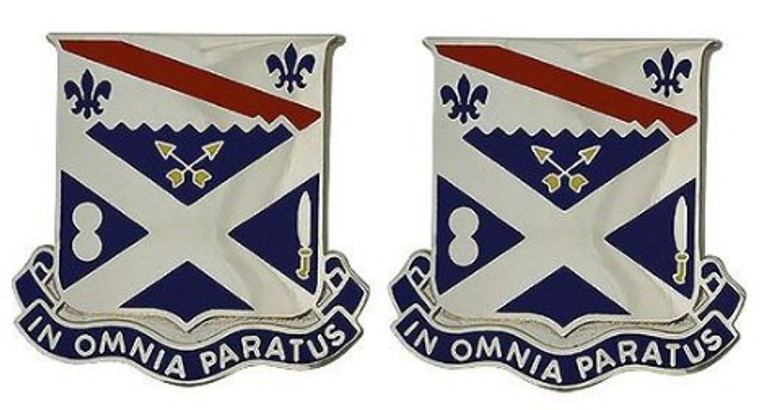 Army Crest: 18th Infantry Regiment - In Omnia Paratus- pair