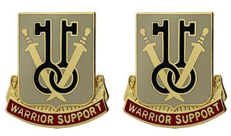 Army Crest: 225th Support Battalion - Warrior Support- pair