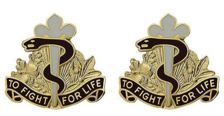 Army Crest: 325th Field Hospital - To Fight for Life- pair