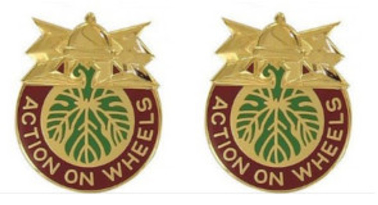 Army Crest: 346th Transportation Battalion - Action on Wheels- pair