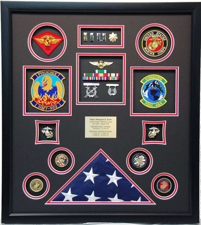 United States Marine Corps Flag Shadow Box Display

