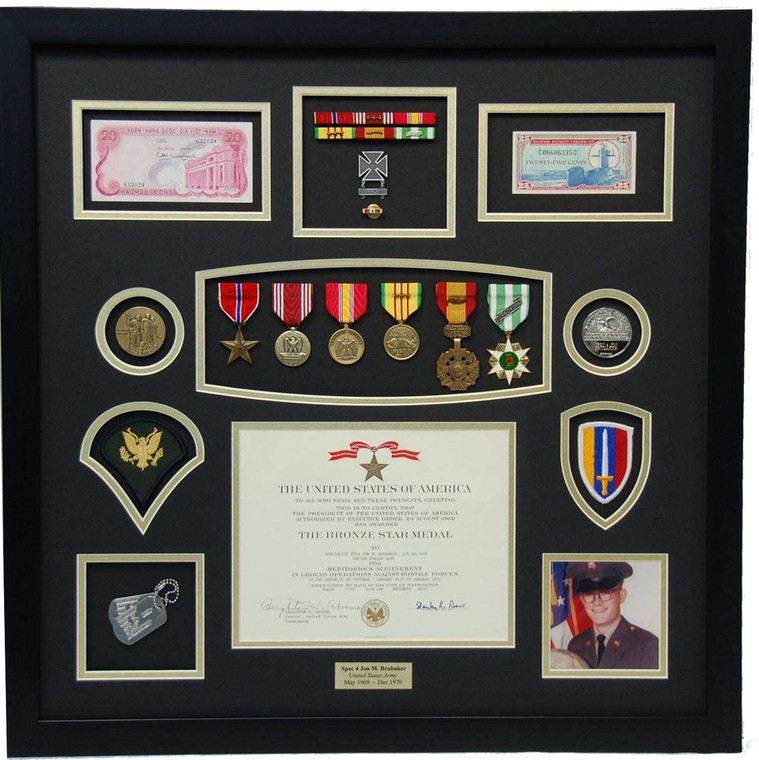  Vietnam Bronze Star Certificate Shadow Box Display