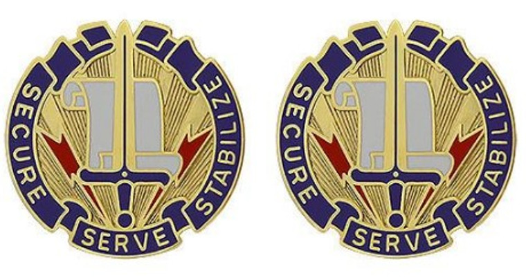 Army Crest: 405th Civil Affairs Battalion - Secure Serve Stabilize- pair