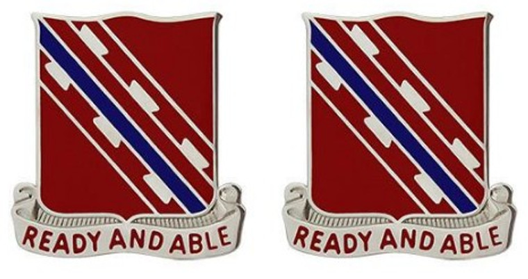 Army Crest: 411th Engineer Battalion - Ready and Able- pair