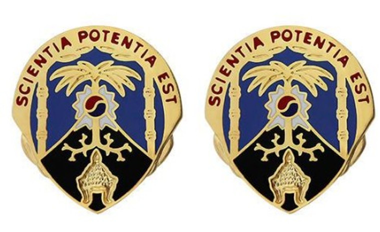 Army Crest: 500th Military Intelligence Brigade - Scientia Potentia Est- pair