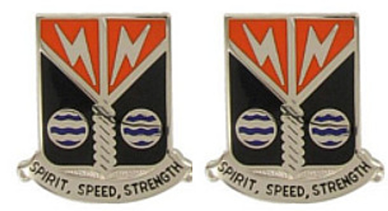 Army Crest: 58th Signal Battalion - Spirit, Speed, Strength- pair