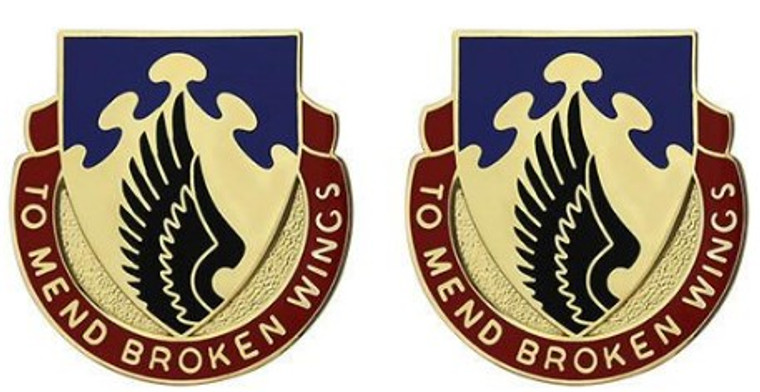 Army Crest: 602nd Support Battalion - To Mend Broken Wings-pair