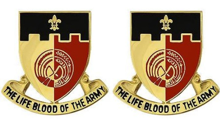 Army Crest: 64th Support Battalion - The Life Blood of the Army- pair