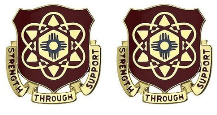 Army Crest: 67th Maintenance Battalion - Strength Thru Support- pair