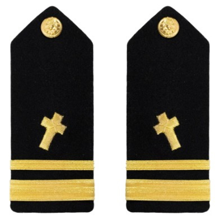 Navy Lieutenant Junior Grade Hard Shoulder Board-  Christian Chaplain