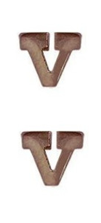Miniature Medal Attachment Letter V – bronze – pair