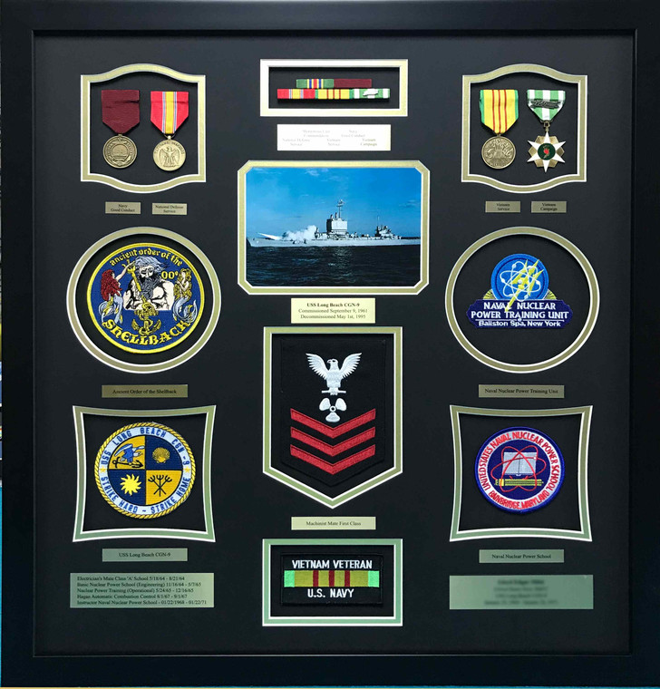 US Navy Vietnam Veteran Retirement Shadow Box Display