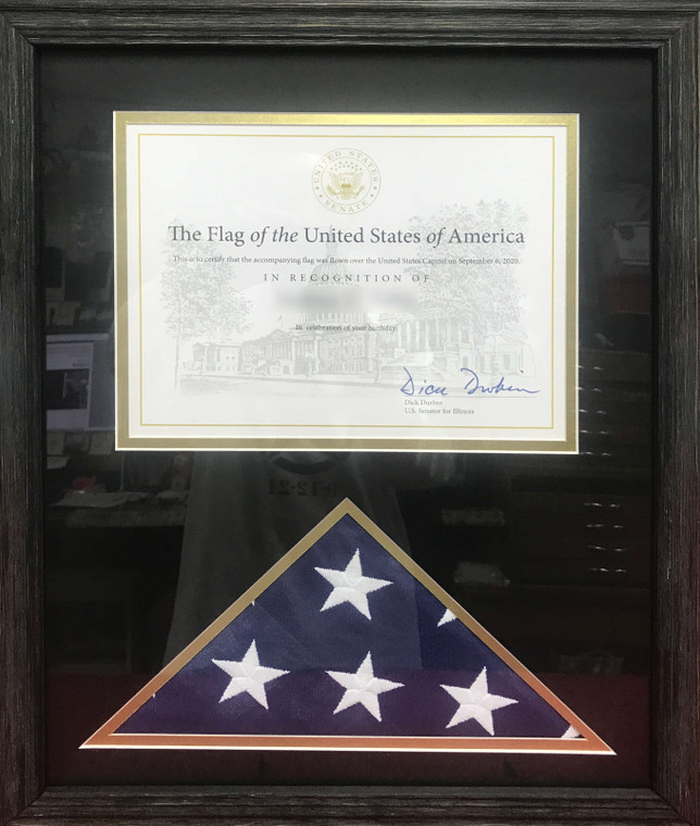 Flown over Capitol Flag w/ Certificate Frame