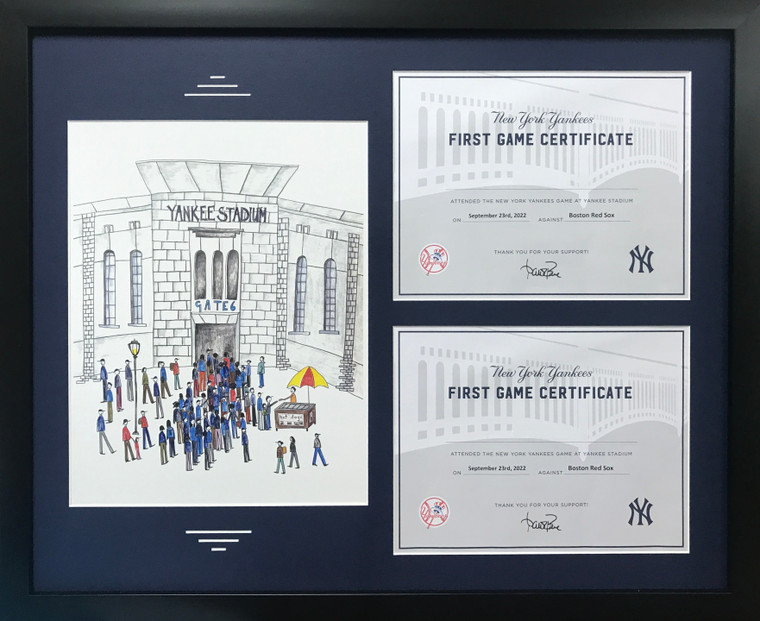 Yankee's First Game Certificate Frame Display