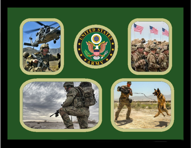 11" x 14" United States Army 4 Photo Collage w/ Seal-Horizontal