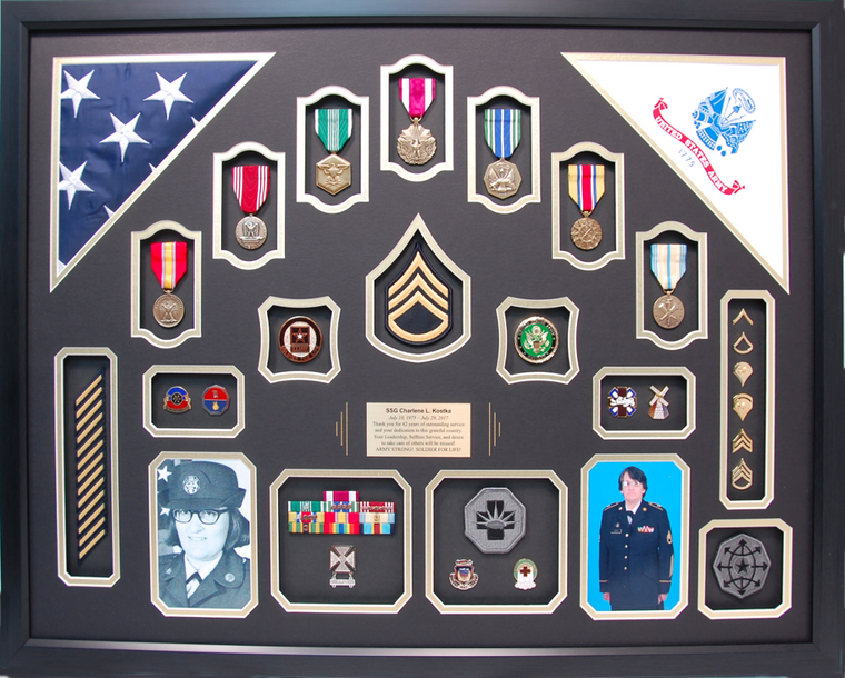 US Army w/ Enlisted and Retirement Photos Shadow Box Display