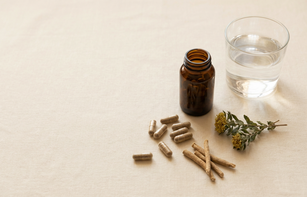 Nootropics and supplements display including Lion's Mane, adaptogens, and capsules — Masterpiece Alternatives Detroit Lakes MN