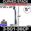 5" x 36" Curved Stack Pipe OD End - Chrome