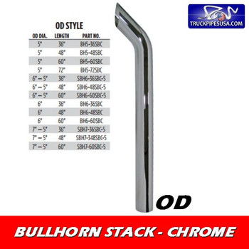 BH5-60SBC 5" x 60" Bullhorn With OD Bottom in Chrome BH5-60SBC 5" x 60" Bullhorn With OD Bottom in Chrome