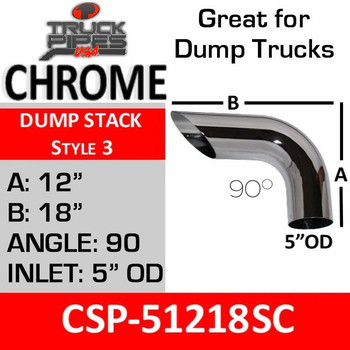 5" Dump Truck Stack Pipe OD Bottom CHROME CSP-51218SC 5" Dump Truck Stack Pipe OD Bottom CHROME CSP-51218SC