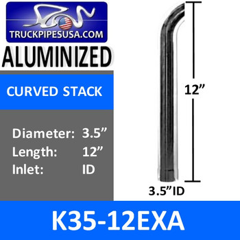 3.5" x 12" Curved Exhaust Tip with ID Bottom ALUMINIZED K35-12EXA 3.5" x 12" Curved Exhaust Tip with ID Bottom ALUMINIZED K35-12EXA